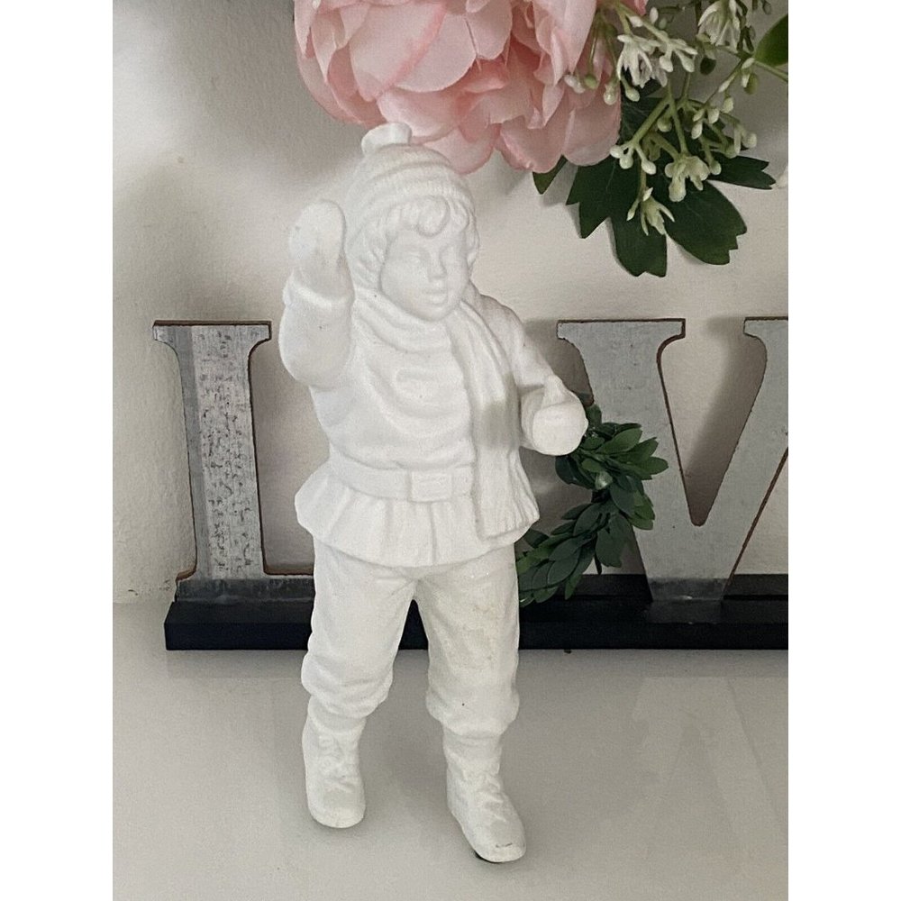 Vintage‎ Dept 56 Victorian Winter Boy Figure White 7" Collectible Holiday Figure